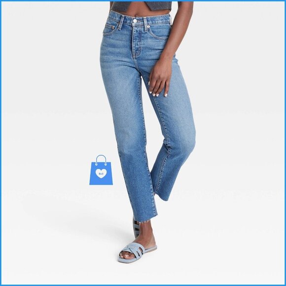 6 Short - Womens Mid-Rise 80s Slim Fit Jeans - Universal Thread - Blue - Picture 3 of 11